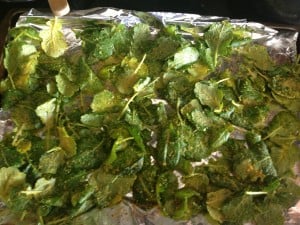arrange kale in single layer on baking sheet