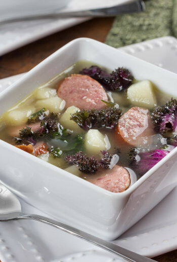 Country Sausage Soup with Salad Savoy